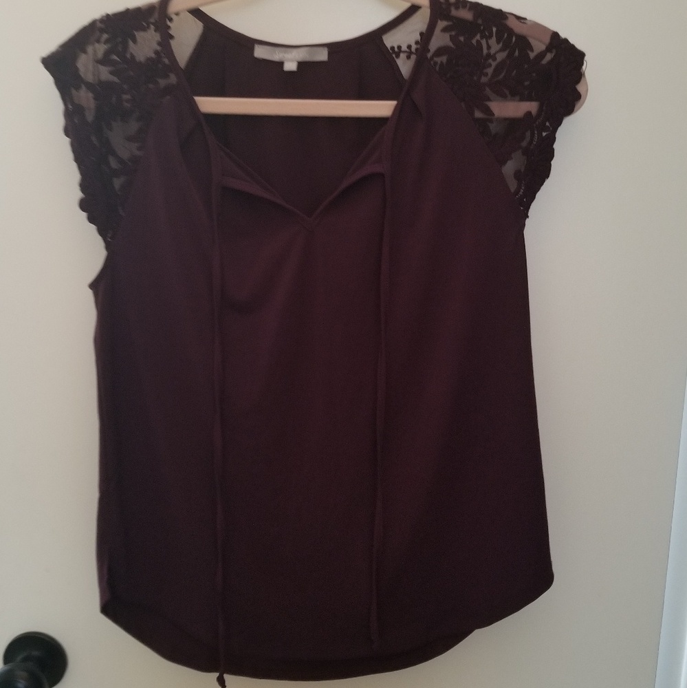 Blouse,lace sleeve purple size small
